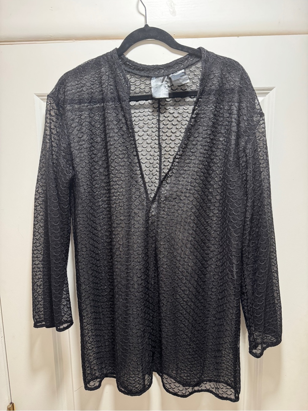 Beach cover up - Black Long Sleeve Lace Dress
